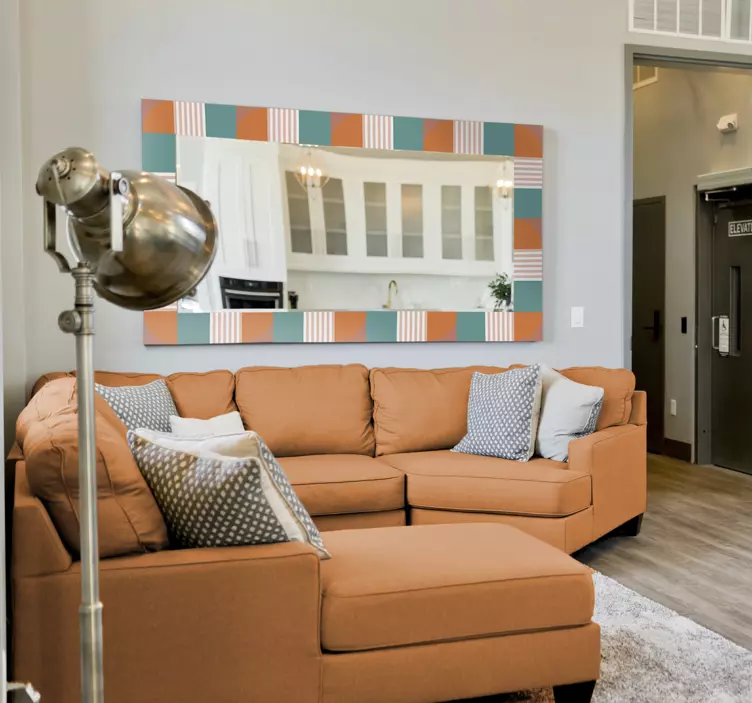 Adesivo murale rugby cornice geometrica colorata - TenStickers