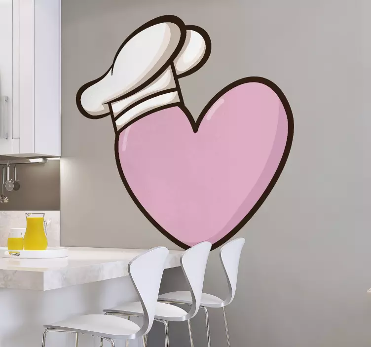 Adesivo murale rugby cuore con cappello da chef - TenStickers