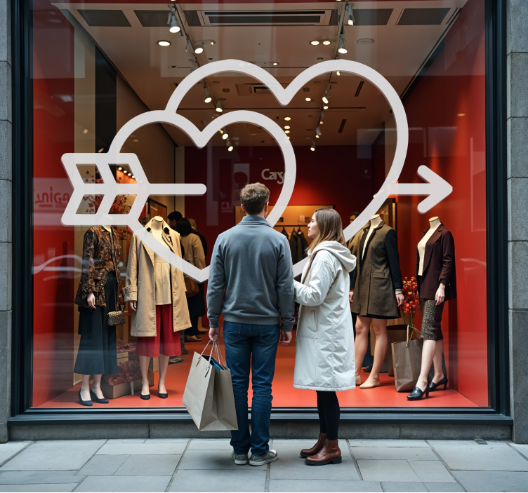 Adesivo San Valentino cuori e freccia - TenStickers