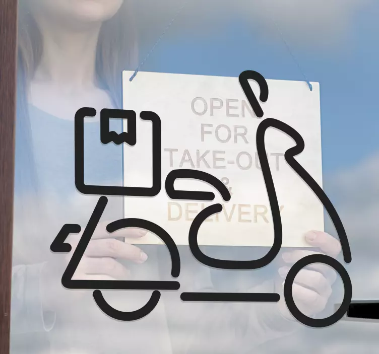 Adesivo per vetrine icona di consegna scooter - TenStickers