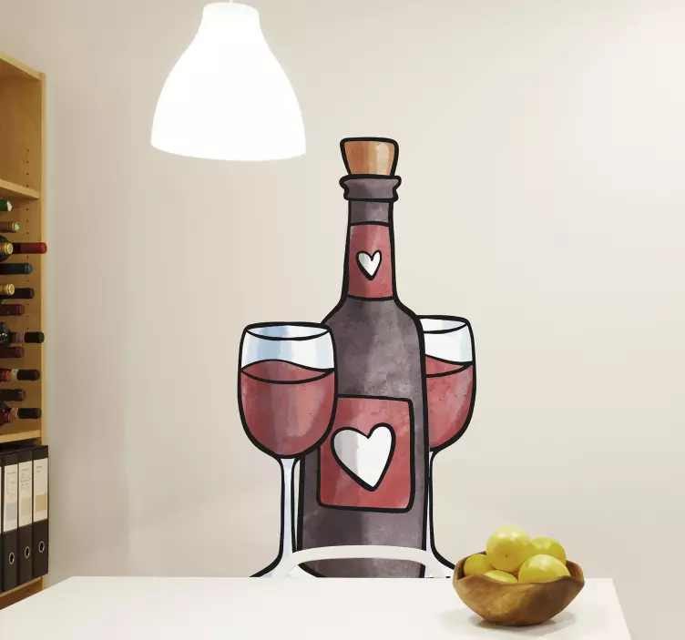 Adesivo murale rugby illustrazione di bottiglia di vino - TenStickers