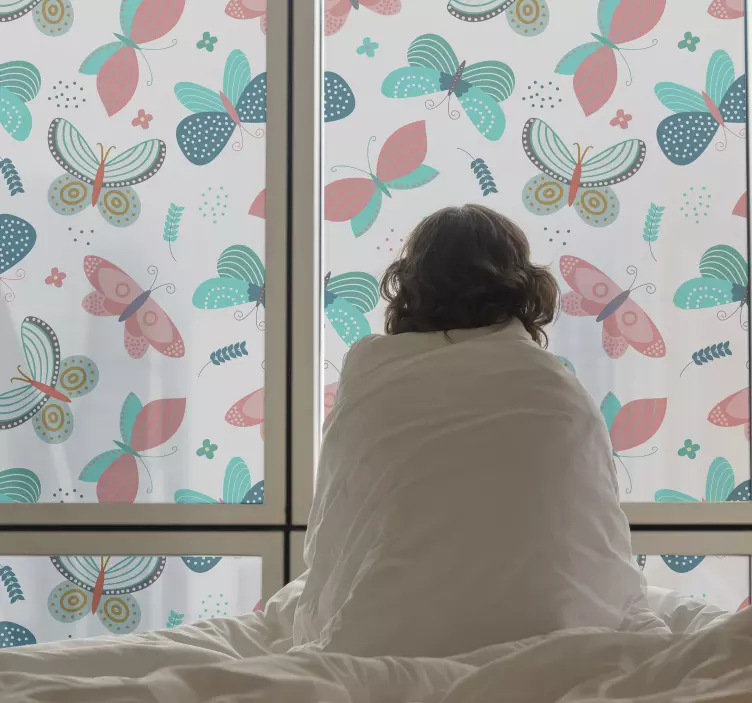 Adesivo per vetro motivo a farfalla colorata - TenStickers