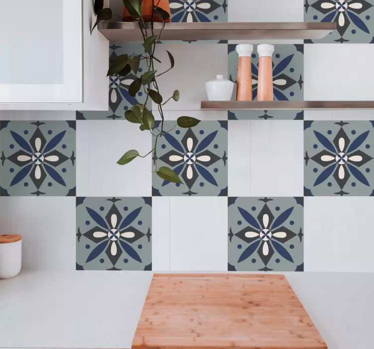 Adesivo per piastrelle motivo floreale geometrico - TenStickers