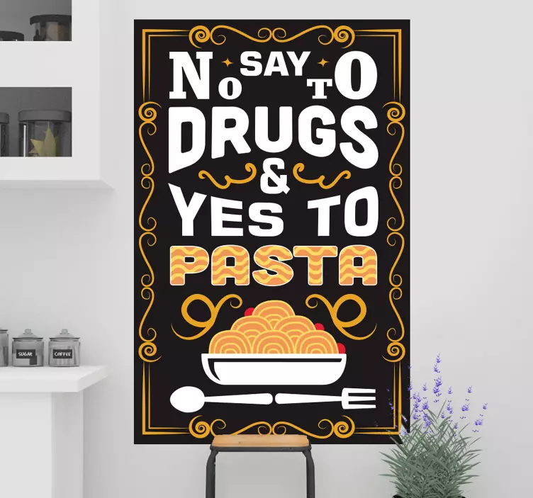 Adesivo murale rugby no alla droga sì alla pasta - TenStickers