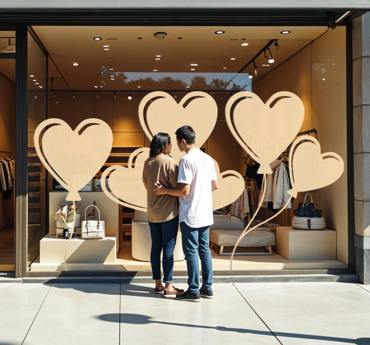 Adesivo San Valentino palloncini a forma di cuore - TenStickers