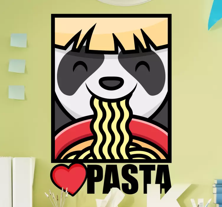 Adesivo murale rugby pasta amante del panda - TenStickers