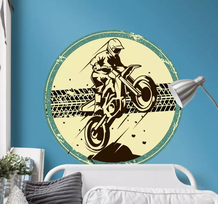 Adesivo murale rugby pilota di motocross che salta - TenStickers