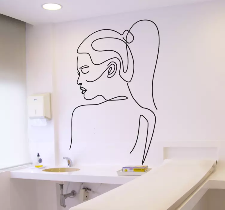 Adesivo murale rugby profilo di donna minimalista - TenStickers