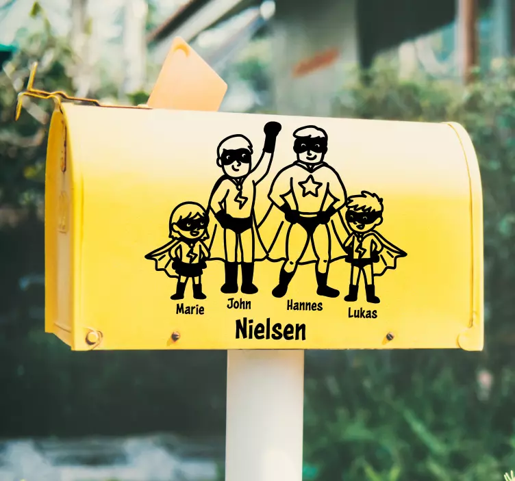 Adesivo murale rugby ritratto di famiglia di supereroi - TenStickers