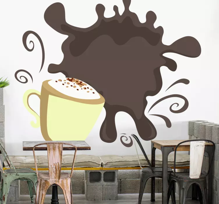 Adesivo murale rugby tazza da caffè spruzzata - TenStickers
