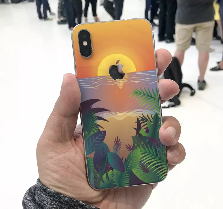 Adesivo murale rugby tramonto con palme - TenStickers