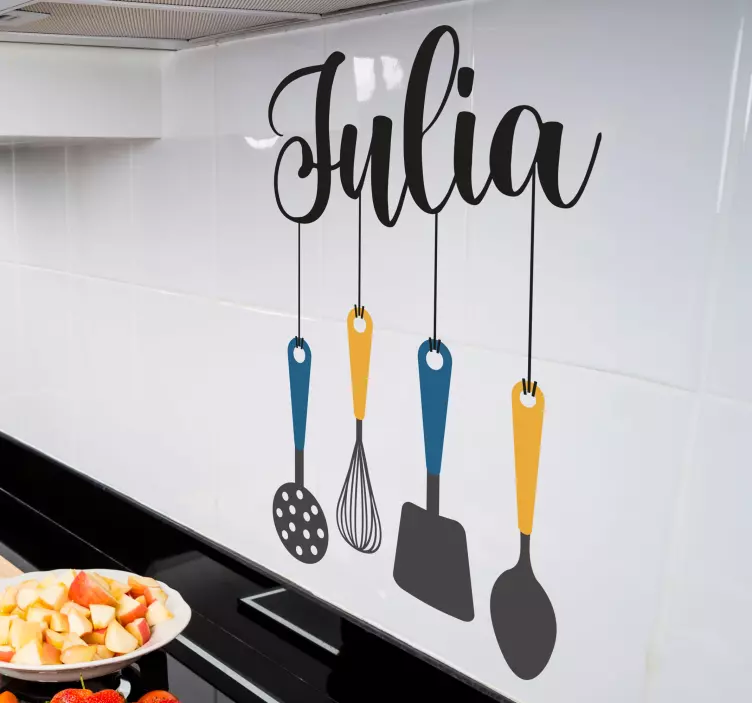 Adesivo murale rugby utensili da cucina personalizzati - TenStickers
