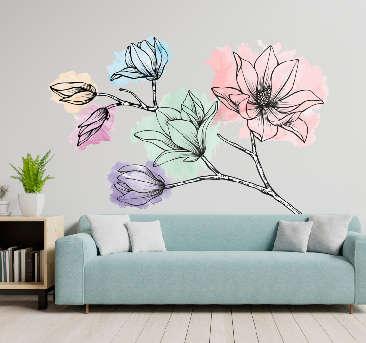 Adesivo murali soggiorno magnolia per fiori - TenStickers