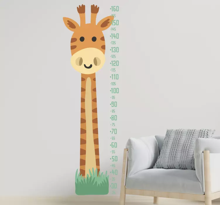 Metro per bambini adesivo Giraffa con misuratore di crescita - TenStickers
