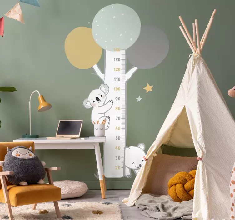 Metro bambini adesivo albero color pastello con animali - TenStickers