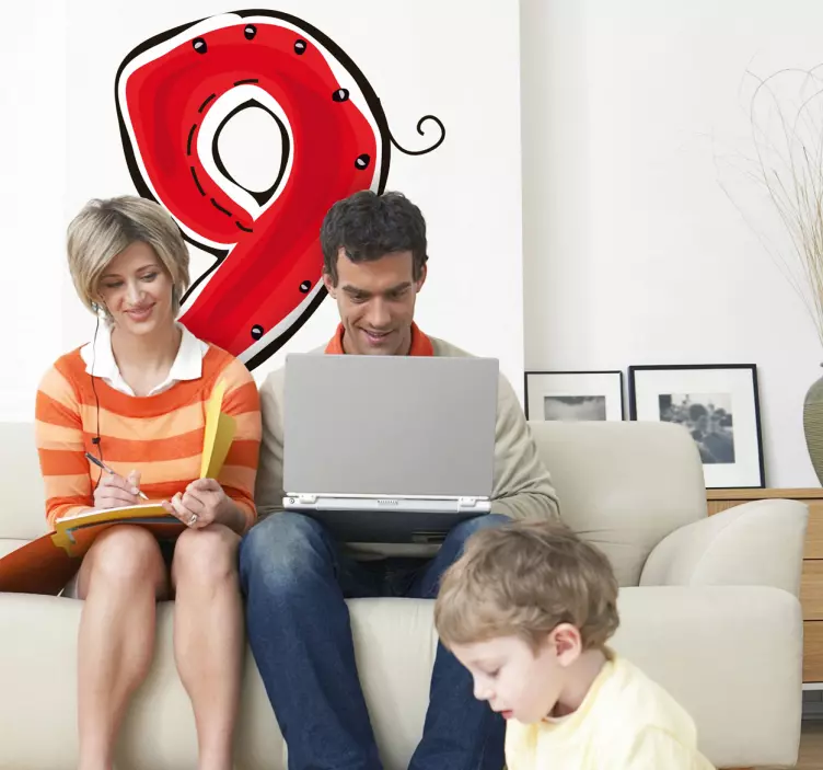 Numeri adesivi bambini numero nove - TenStickers