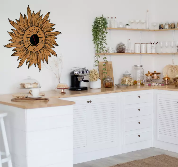 Orologio adesivo da parete con Sole - TenStickers