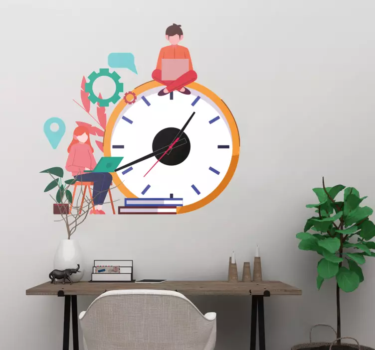 Orologio adesivo progettazione di persone che lavorano - TenStickers