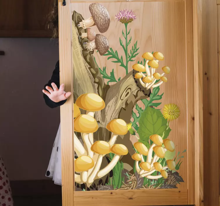 Pellicola adesiva per mobile albero e funghi - TenStickers