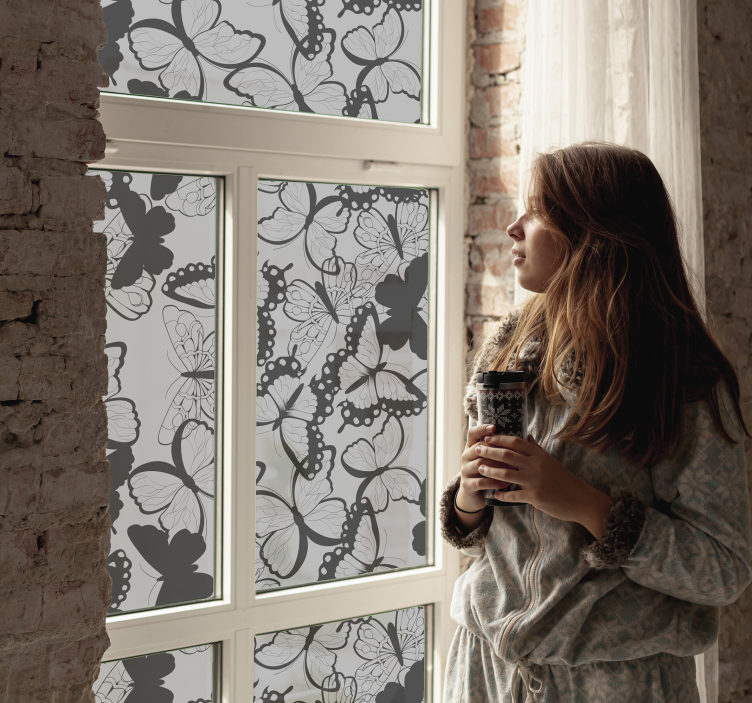 Pellicola per vetro stagnola con farfalle - TenStickers