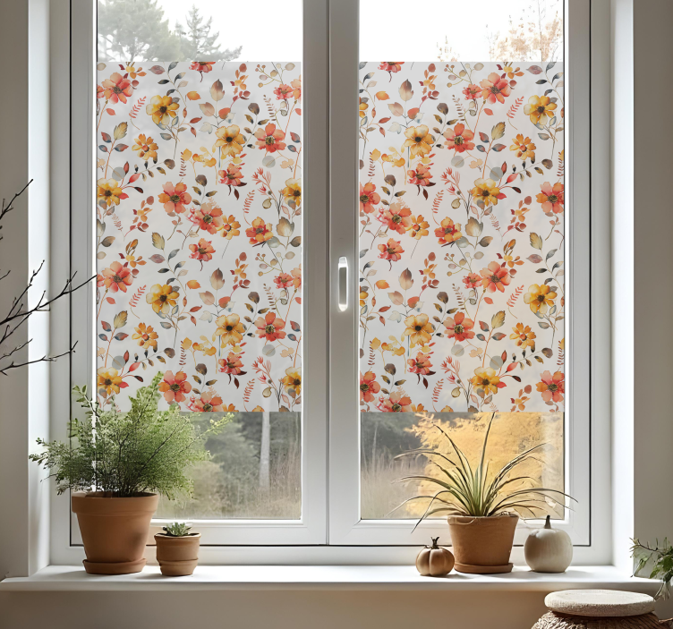 pellicola privacy finestre modello di fiori autunnali - TenStickers