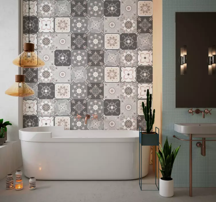 Piastrelle adesivo bagno fiori astratti - TenStickers