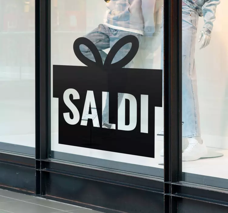 Vetrofanie saldi pacco regalo - TenStickers