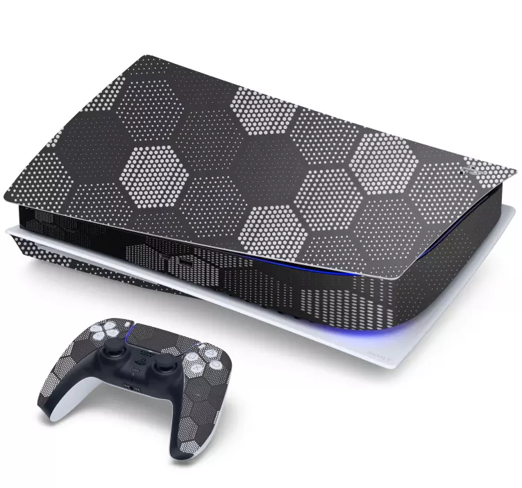 Adesivo Ps4 Esagoni di pixel neri - TenStickers