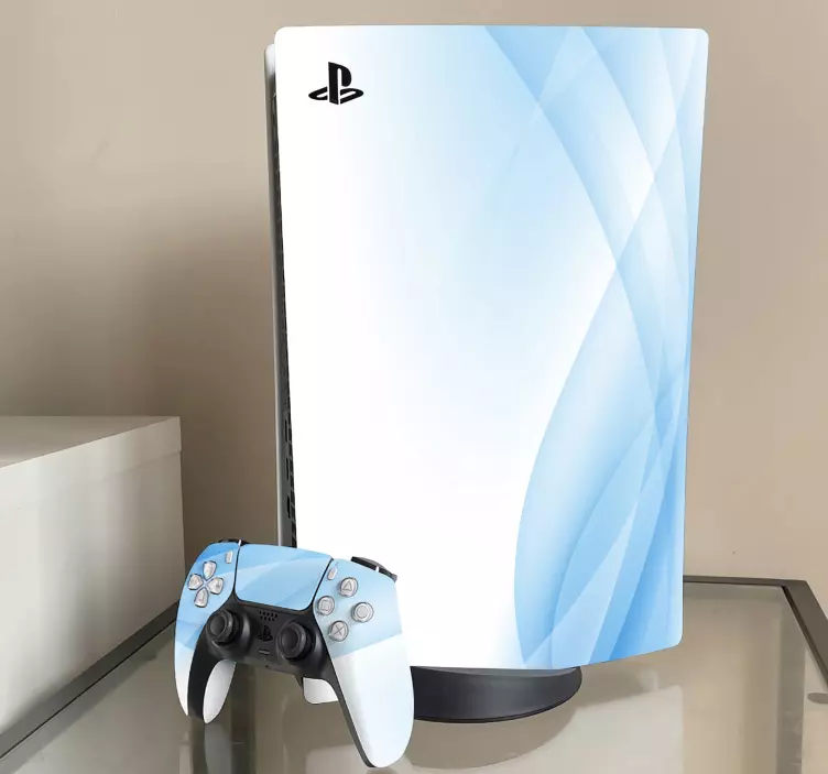 Adesivo Ps5 Onde blu e bianche astratte - TenStickers