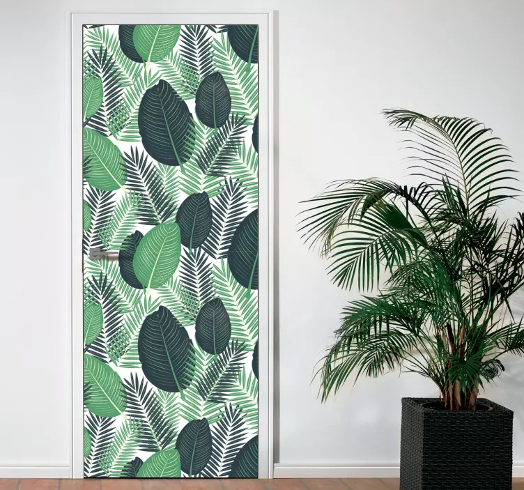 Adesivo per porta effetto pianta verde - TenStickers