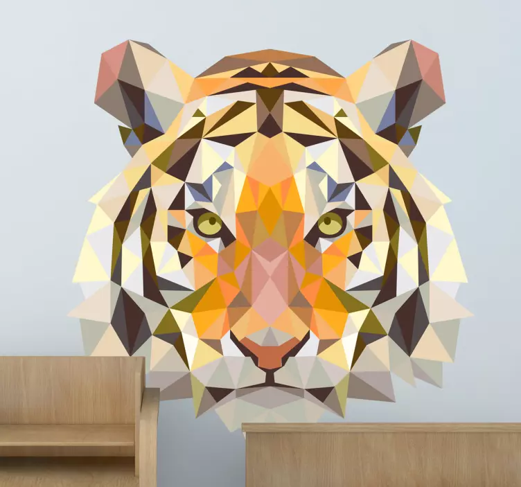 Adesivo 3D tigre geometrica - TenStickers
