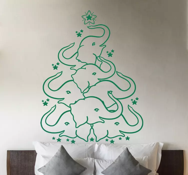 Adesivo natalizio decorazione albero elefante - TenStickers