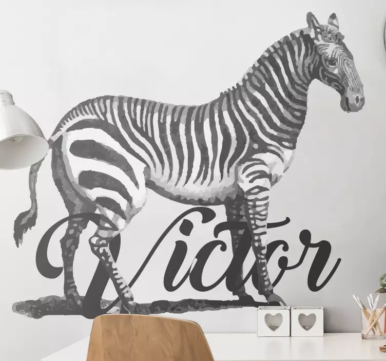 Sticker animale nome personalizzato zebra - TenStickers