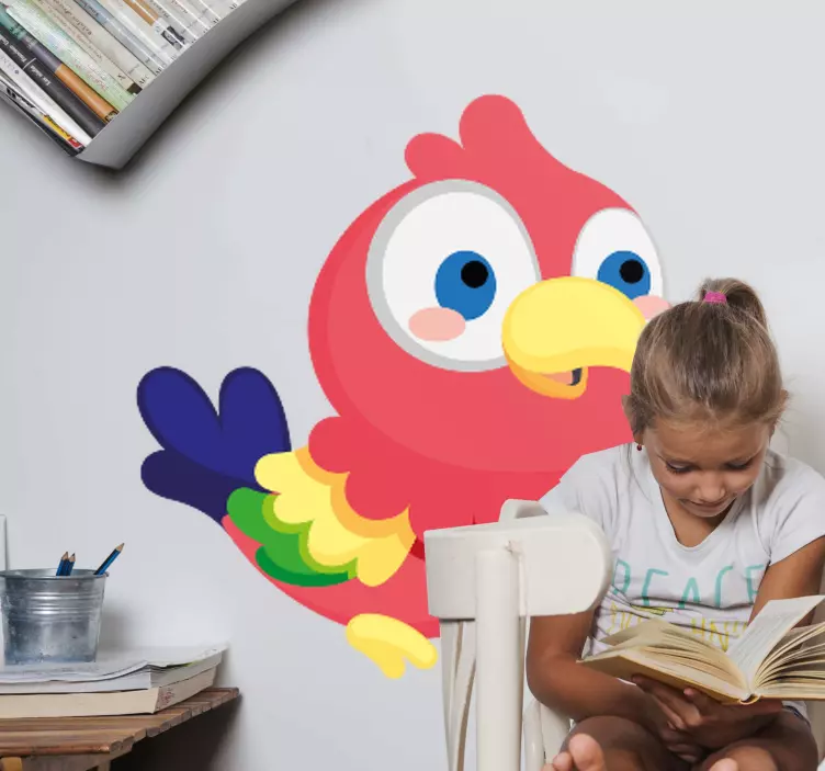 Sticker animale pappagallo colorato dei cartoni animati - TenStickers