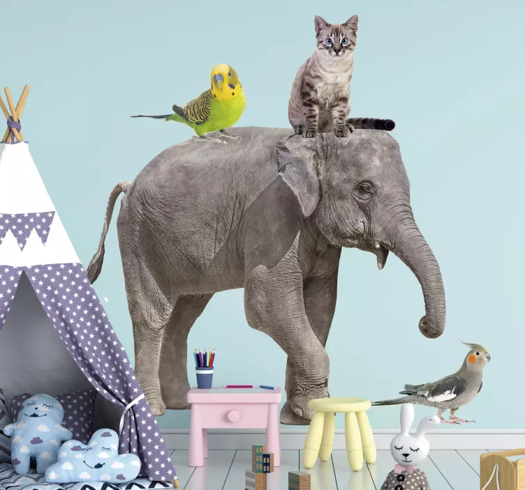 Sticker animale trio di animali giocosi - TenStickers