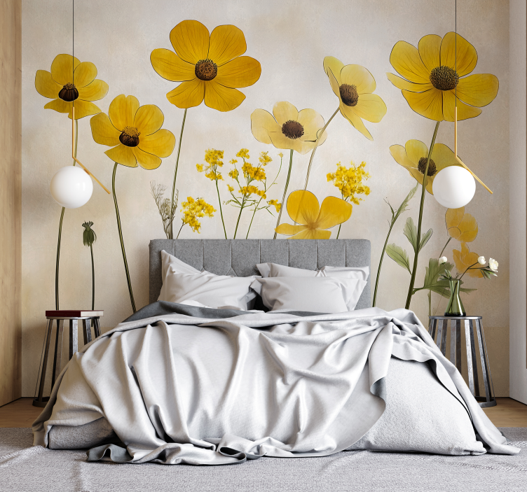 Adesivo murale camera da letto delicati fiori di elenio - TenStickers