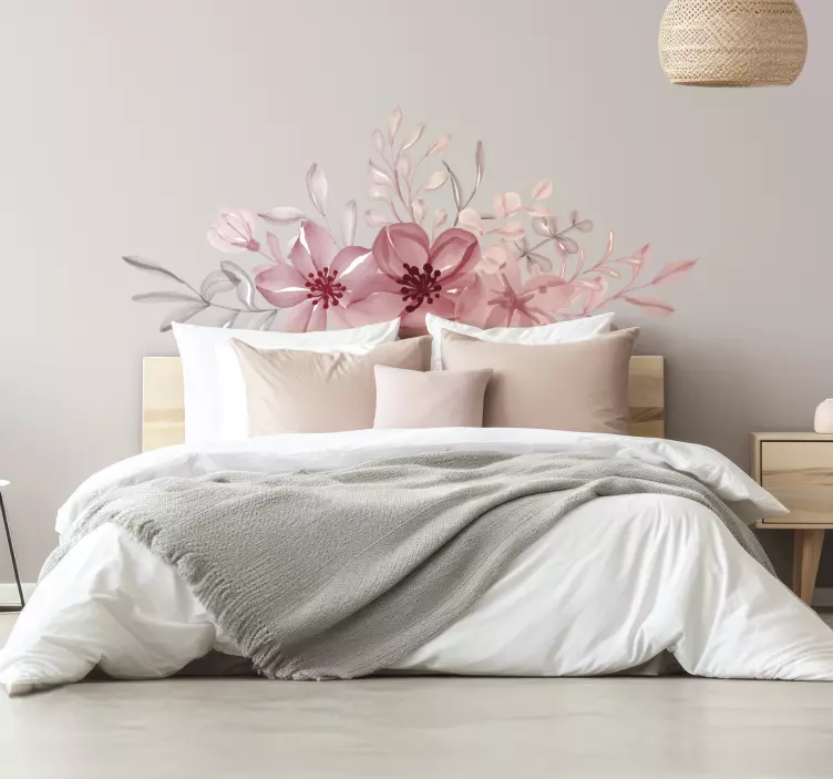 Adesivo murale camera da letto fiori rosa - TenStickers