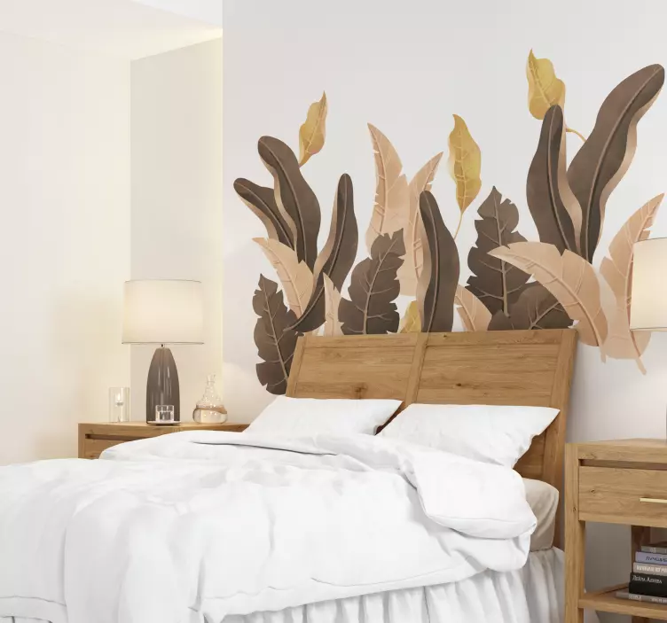 Adesivo murale camera da letto piante beige savana - TenStickers