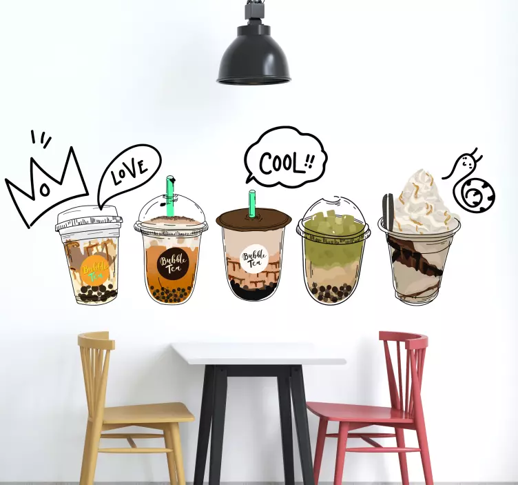 Adesivo Collezione bubble tea pearl milk coffee - TenStickers