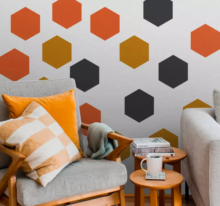 Adesivo forme Motivo di esagoni colorati - TenStickers