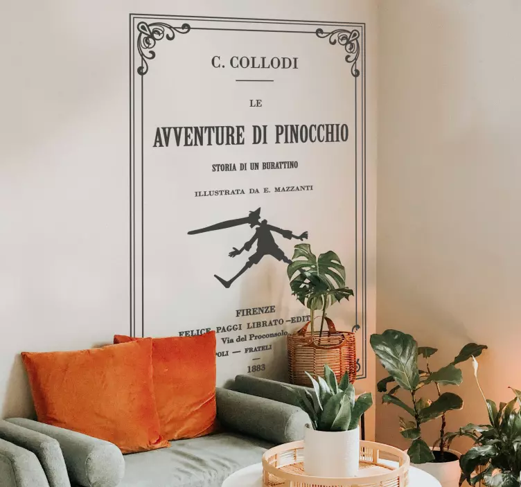 Adesivo frase letteratura Pinocchio copertina - TenStickers
