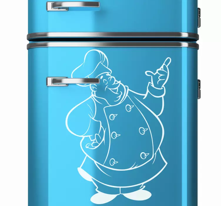 Adesivo frigo chef paffuto monocromatico - TenStickers