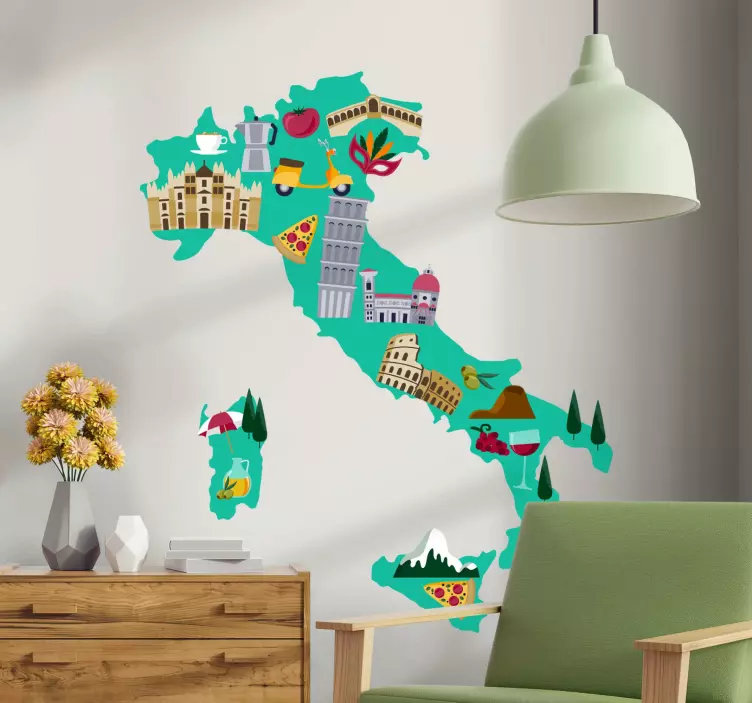 Adesivo murale Mappa del paese italiano astratto - TenStickers