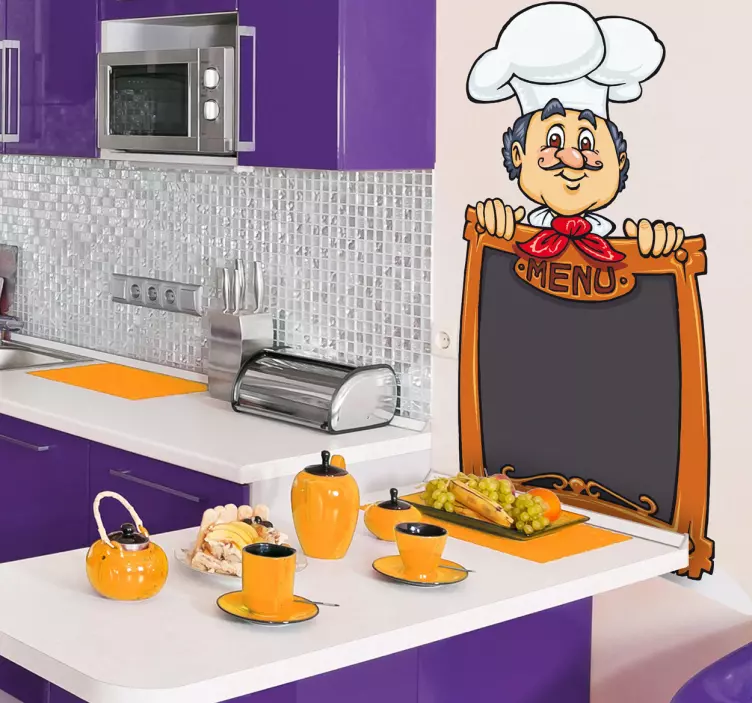 Adesivo cucina chef menù lavagna - TenStickers