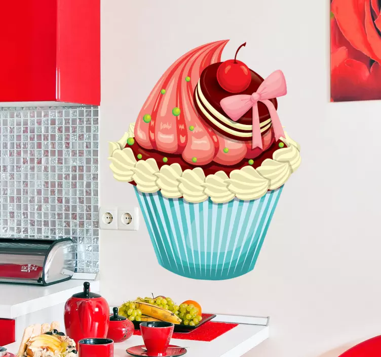 Adesivo muro cupcake biscotto e ciliegia - TenStickers
