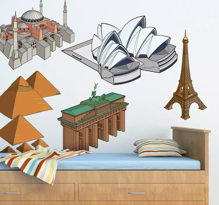 Adesivo muro monumenti famosi - TenStickers