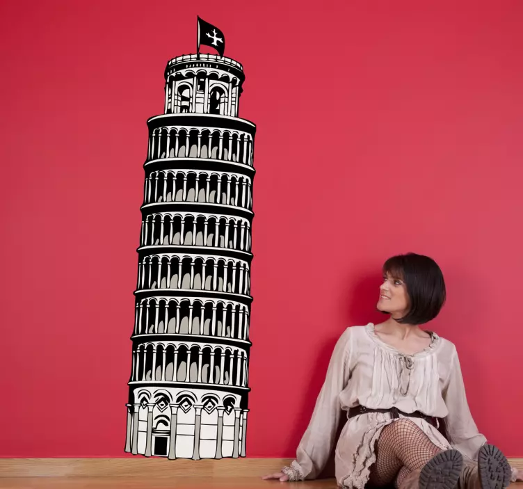 Adesivo muro torre di Pisa - TenStickers