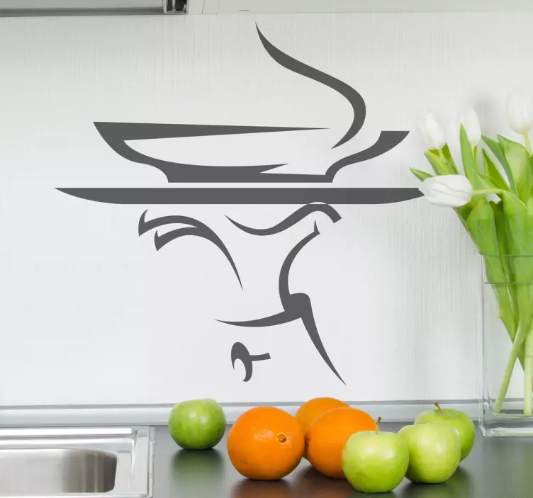 Adesivo muro vassoio cameriere - TenStickers