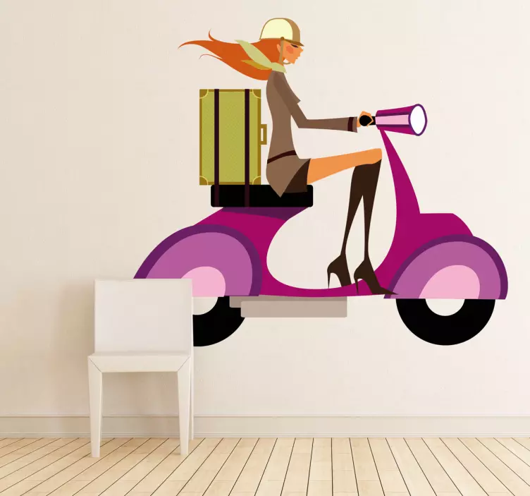 Adesivo muro vespa girl - TenStickers