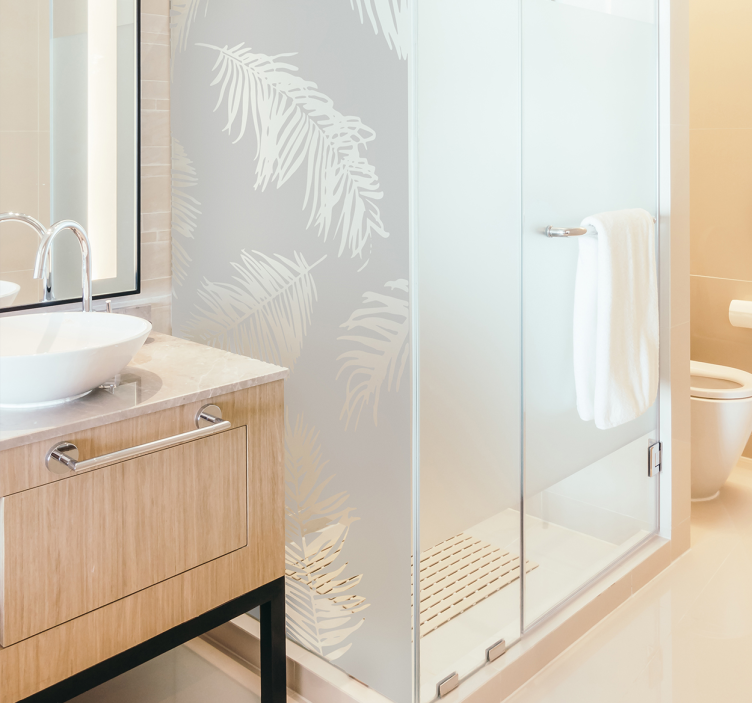 Adesivo box doccia foglie tropicali - TenStickers